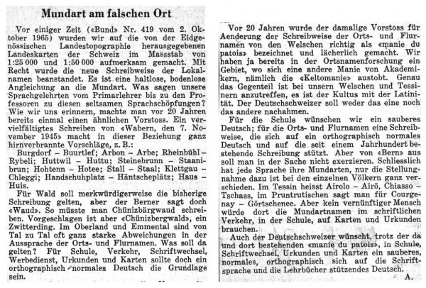 Artikel im Bund 1965